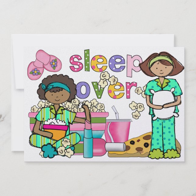 Pajama Party / Strömsparläge över - SRF Inbjudningar (Framsida)