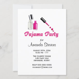 Pajama Party Unika flickor födelsedag Inbjudningar