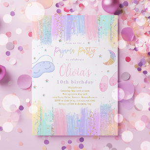 Pajama Sleepover Birthday Party Tween Party Inbjudningar
