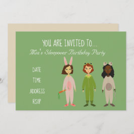 Pajama söt Slumber sleepover-födelsedagsfest Inbjudningar