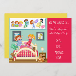 Pajama söt Slumber sleepover födelsedagsfest Inbjudningar