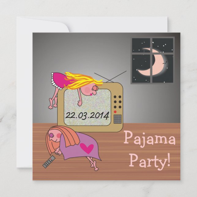 Pajamaparty som sovar gulliga inbjudningar för (Framsida)