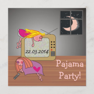 Pajamaparty som sovar gulliga inbjudningar för