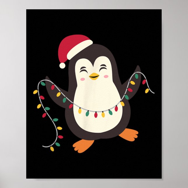 Pajamas Cute Penguins Julafton Santa Ljus jul Poster (Framsidan)