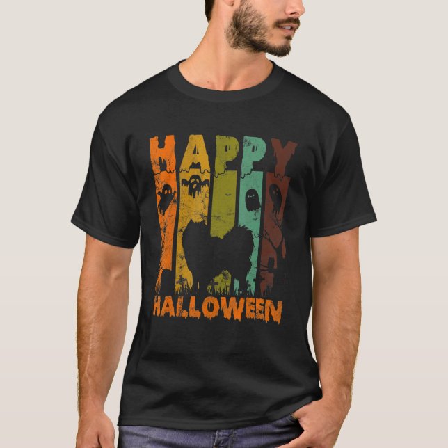 Pajamas Matching Halloween Costume Retro American T Shirt (Framsida)