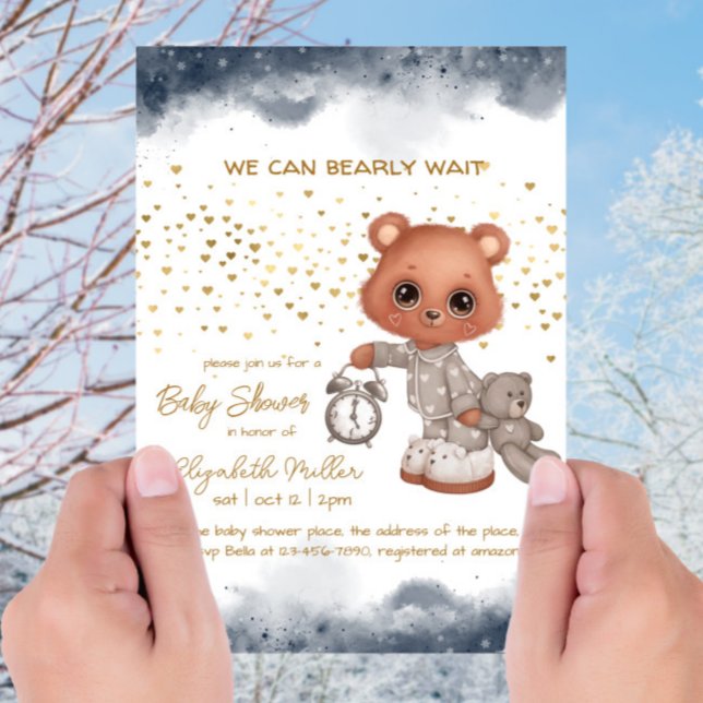 Pajamas Nalle Kön Neutral Baby Shower Inbjudningar (Skapare uppladdad)
