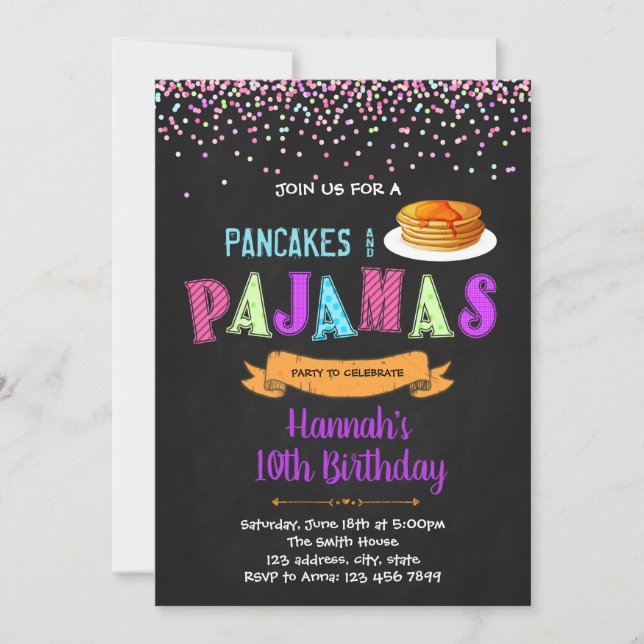 Pajamas- och pannkakafödelsedaginbjudan inbjudningar (Framsida)