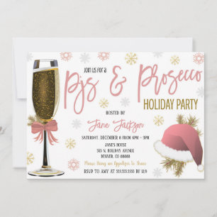 Pajamas och Prosecco-julfestinbjudan Inbjudningar