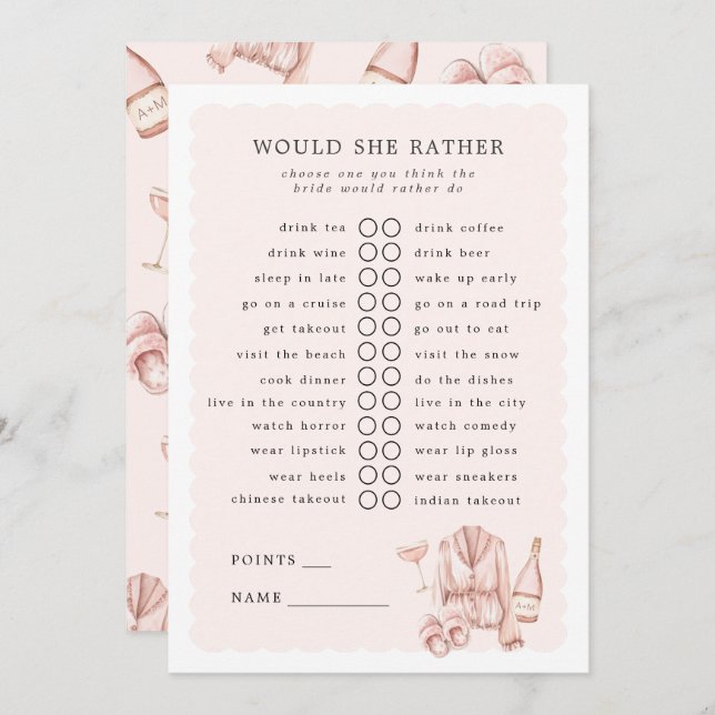 Pajamas och Prosecco, skulle hon hellre leka? Inbjudningar (Fram/baksida)