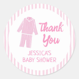 Pajamas Party Girl PJ Birthday Thank You Runt Klistermärke