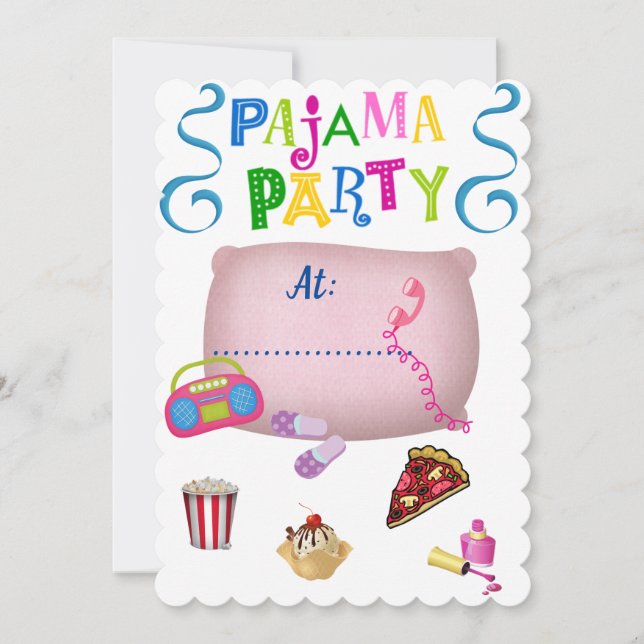 Pajamas party inbjudningar (Framsida)
