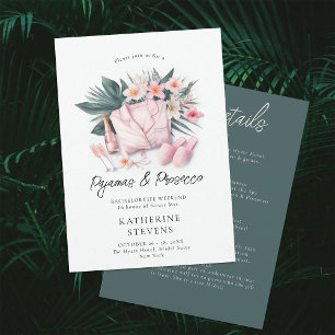 Pajamas Prosecco Bachelorette Tropical 3 Itinerary Inbjudningar