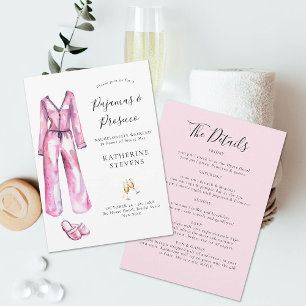 Pajamas Prosecco Chic Bachelorette Party Itinerary Inbjudningar