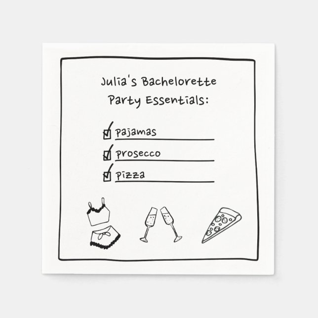 Pajamas & Prosecco Handwrite Bachelorette Party Pappersservett (Framsidan)