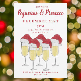 Pajamas & Prosecco jul Party Girls Natt Inbjudningar
