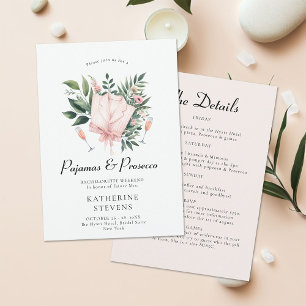 Pajamas Prosecco Löv Bachelorette Party Itinerary Inbjudningar