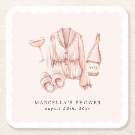 Pajamas & Prosecco Möhippa Bachelorette Underlägg Papper Kvadrat