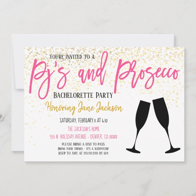 Pajamas & Prosecco Party-inbjudan Inbjudningar (Framsida)