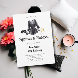 Pajamas Prosecco PJ Party Sassy Bold 30års födelse Inbjudningar