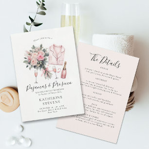 Pajamas Prosecco Ro Bachelorette Party Itinerary Inbjudningar