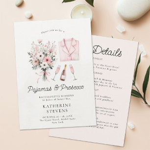 Pajamas Prosecco Vild Flora Bachelorette Itinerary Inbjudningar