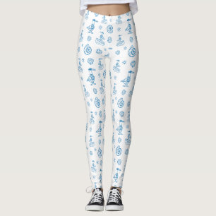 Pajas Måsfågel Marin Klotter Mönster Leggings