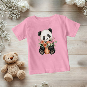 Pajasdocka Baby Panda Blommor Baby Småbarns Flicka T Shirt