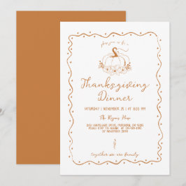 Pajastecknad Handritad Pumpa Thanksgiving Inbjudningar