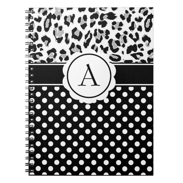 Pajiga prickar och djurtryck monogram anteckningsb anteckningsbok (Framsidan)