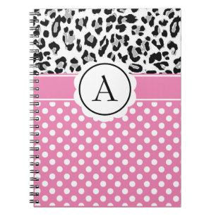 Pajiga prickar och djurtryck monogram anteckningsb anteckningsbok