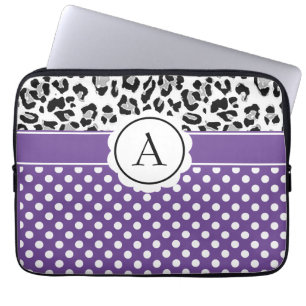 Pajiga prickar och djurtryck monogram laptopsleeve laptop fodral