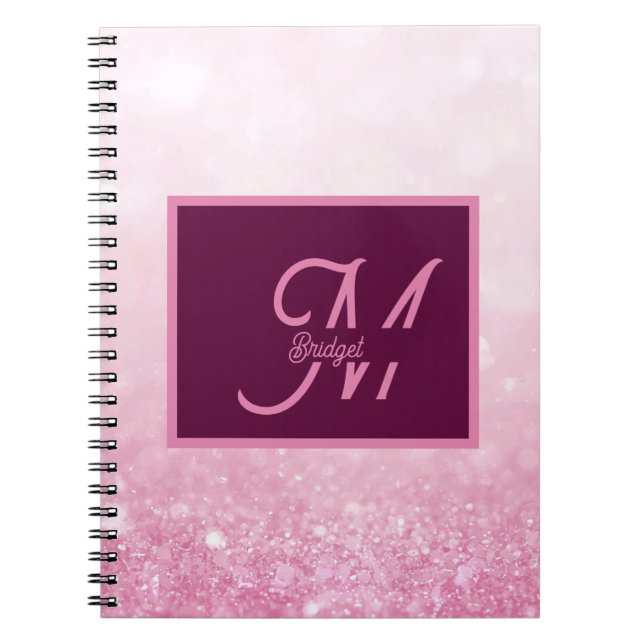 Pajkigt Rosa Feminint Glitter Abstrakt gradient Anteckningsbok (Framsidan)