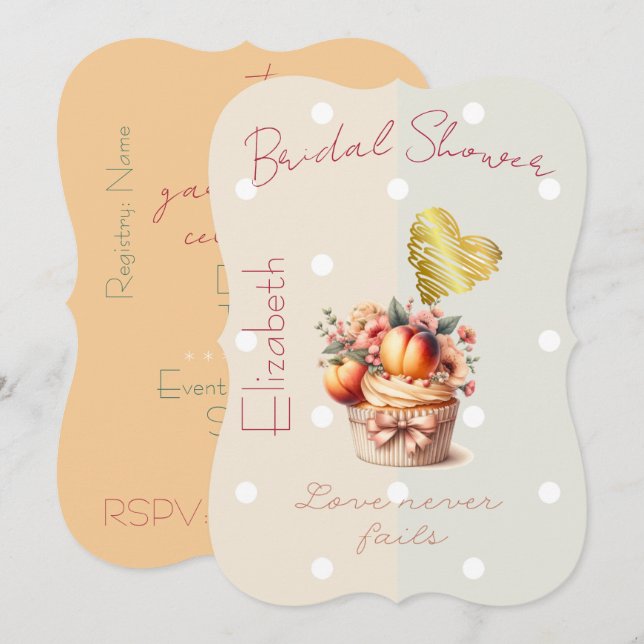 Pajkigt Tro Pastell Frukt Blommig Slöja Cupcake Hj Inbjudningar (Fram/baksida)