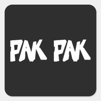 Pak Pak Handritad Varumärkeslogotyp Vit Fyrkantigt Klistermärke