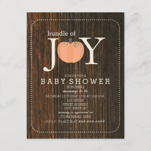 Paket av Joy Wood Inspired Pumpkin Fall Baby Inbjudningar