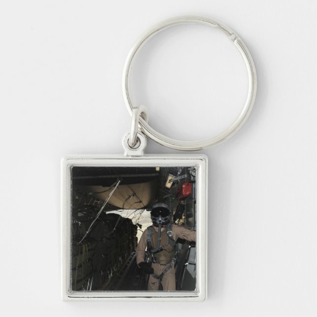 Paket för behållarleveranssystem avslutar en C-17 Fyrkantig Silverfärgad Nyckelring (Framsidan)