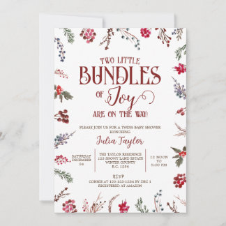 Paket med Joy, Berries och Holly Twillingars Baby Inbjudningar