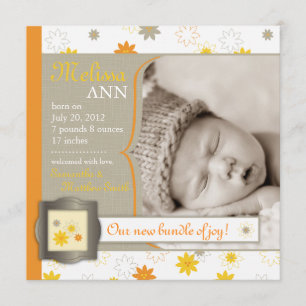 Paket med joy Birth Announcement Square Meddelande