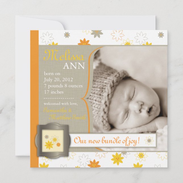 Paket med joy Birth Announcement Square Meddelande (Framsida)