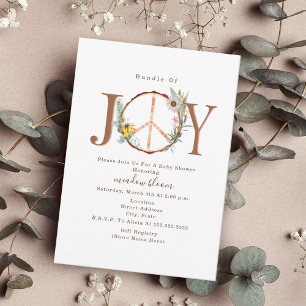 Paket med Joy Blommigt Fredstecken Boho Baby Showe Inbjudningar
