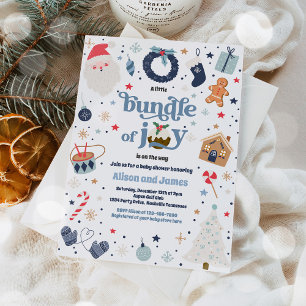 Paket med Joy Blue Boy Winter Baby Shower Inbjudningar