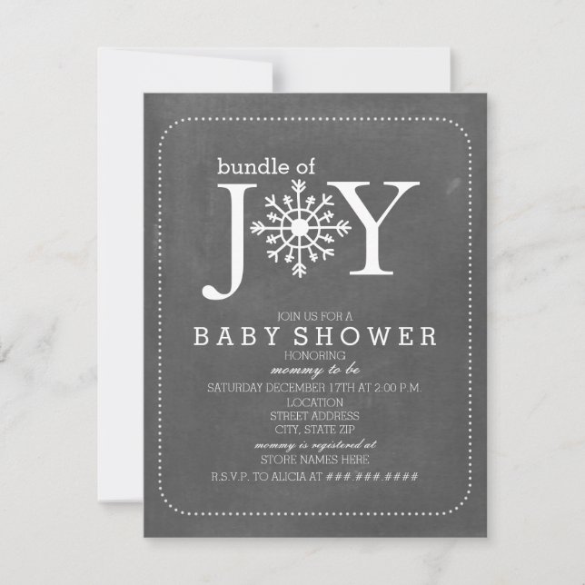 Paket med Joy Chalk Snowflake Winter Baby Shower Inbjudningar (Framsida)