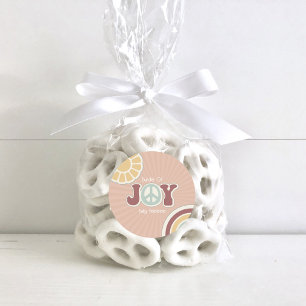 Paket med Joy Fredstecken Rosa Baby Shower Hippie Runt Klistermärke