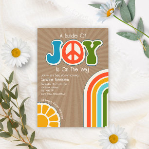 Paket med Joy Groovy Peace Hippie Baby Shower Inbjudningar