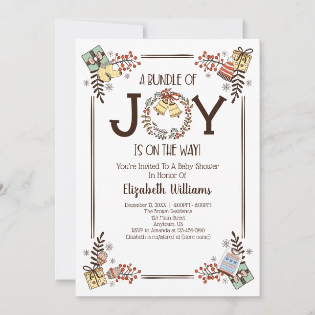 Paket med Joy Hand plockade Winter Baby Shower Inbjudningar (Framsida)