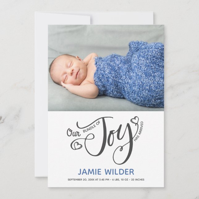 Paket med joy Photo Birth Pojke Blue Meddelande (Framsida)