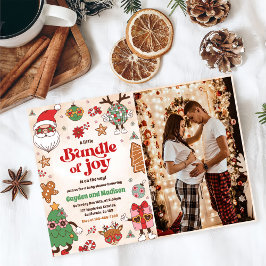 Paket med Joy Retro-julfoto för babyskor Inbjudningar