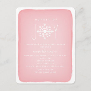 Paket med joy Snowflake Baby Shower - Rosa Inbjudningar
