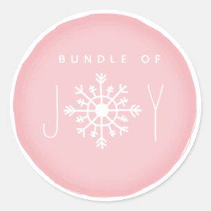 Paket med Joy Snowflake Rosa Baby Shower Runt Klistermärke