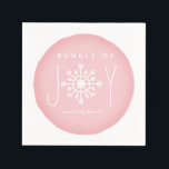 Paket med Joy Winter Rosa Baby Shower Pappersservett<br><div class="desc">En napkin med en illustration av en snöflinga som är inkorporerad i texten,  "Brundle of Joy". Bakgrunden är rosa.</div>